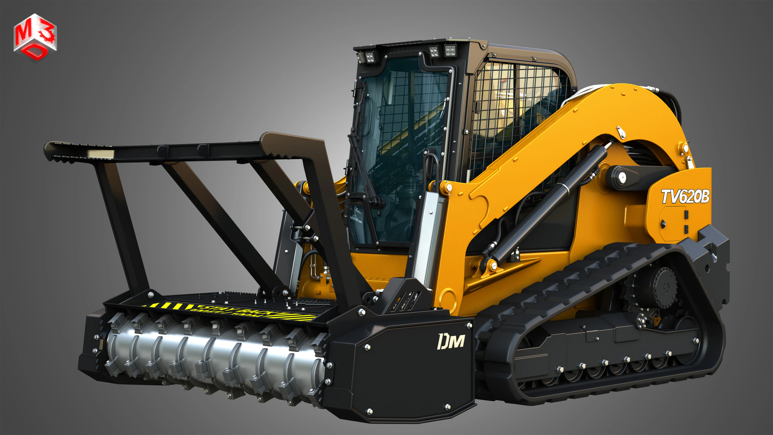 TV620B Compact Track Loader - Drum Mulcher 3D Model .c4d .max .obj .3ds .fbx .stl .blend 
