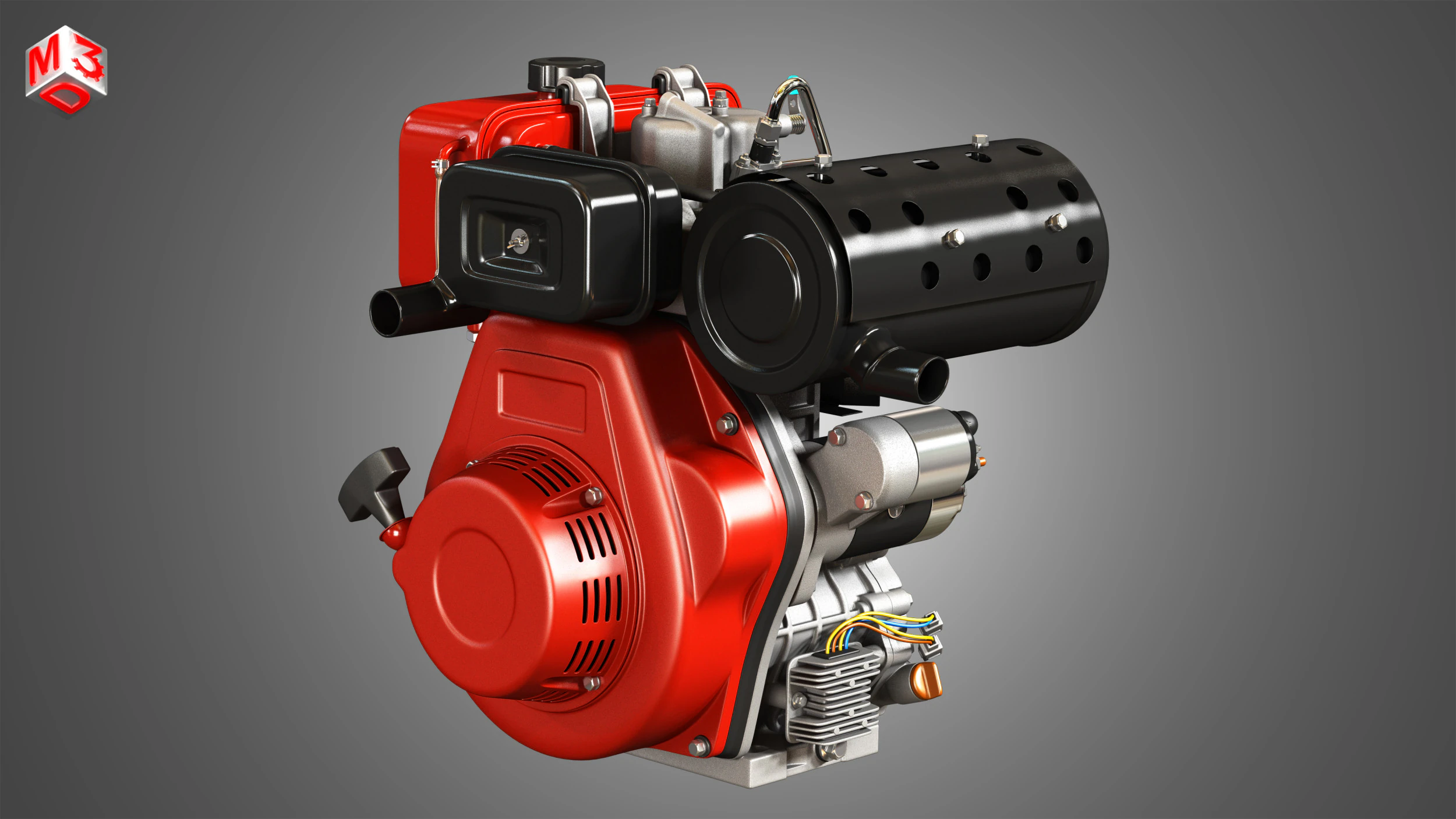 KD192F Einzylinder-Luftgek&uuml;hlter Motor 3D Modell .c4d .max .obj .3ds .fbx .stl .blend 
