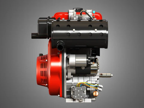 KD192F Einzylinder-Luftgek&uuml;hlter Motor 3D Modell