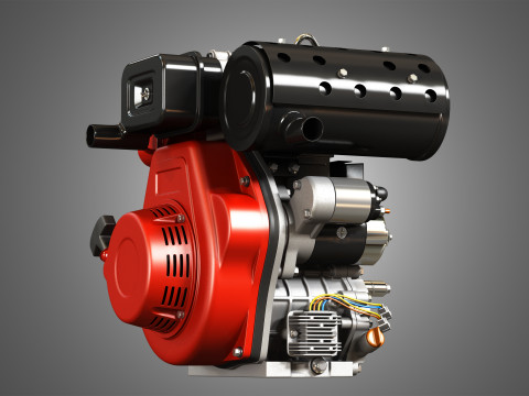 KD192F Single Cylinder Air-Cooled Engine 3D मॉडल