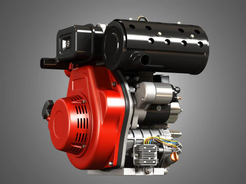 KD192F Einzylinder-Luftgek&uuml;hlter Motor 3D Modell