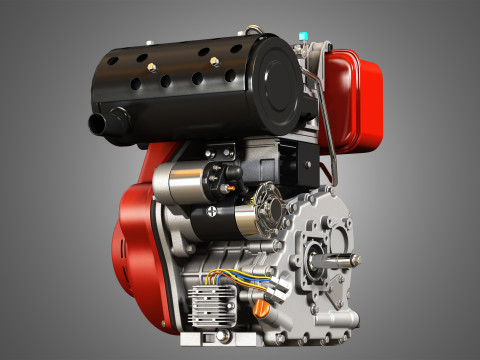 KD192F Single Cylinder Air-Cooled Engine 3D मॉडल