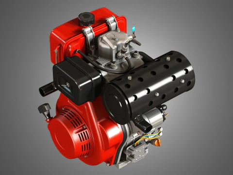 KD192F Einzylinder-Luftgek&uuml;hlter Motor 3D Modell