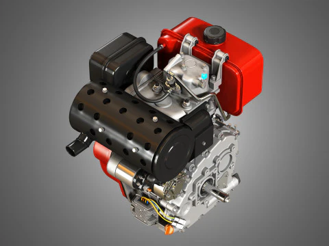 KD192F Einzylinder-Luftgek&uuml;hlter Motor 3D Modell