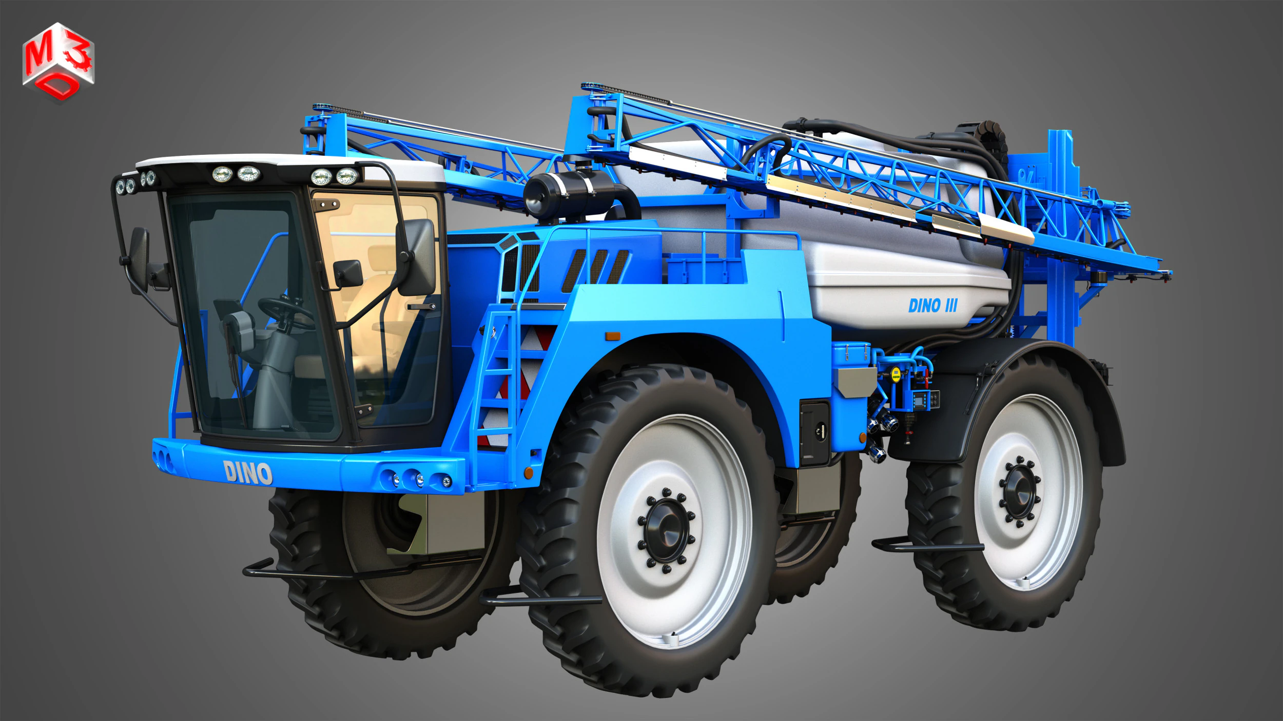 Dino3 Self-Propelled Sprayer - Open and Closed Arms 3D Model .c4d .max .obj .3ds .fbx .stl .blend 