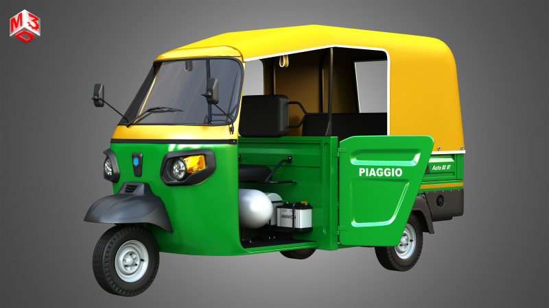 Piaggio Ape Auto HT DX 300cc CNG Modèle 3D .c4d .max .obj .3ds .fbx .stl .blend