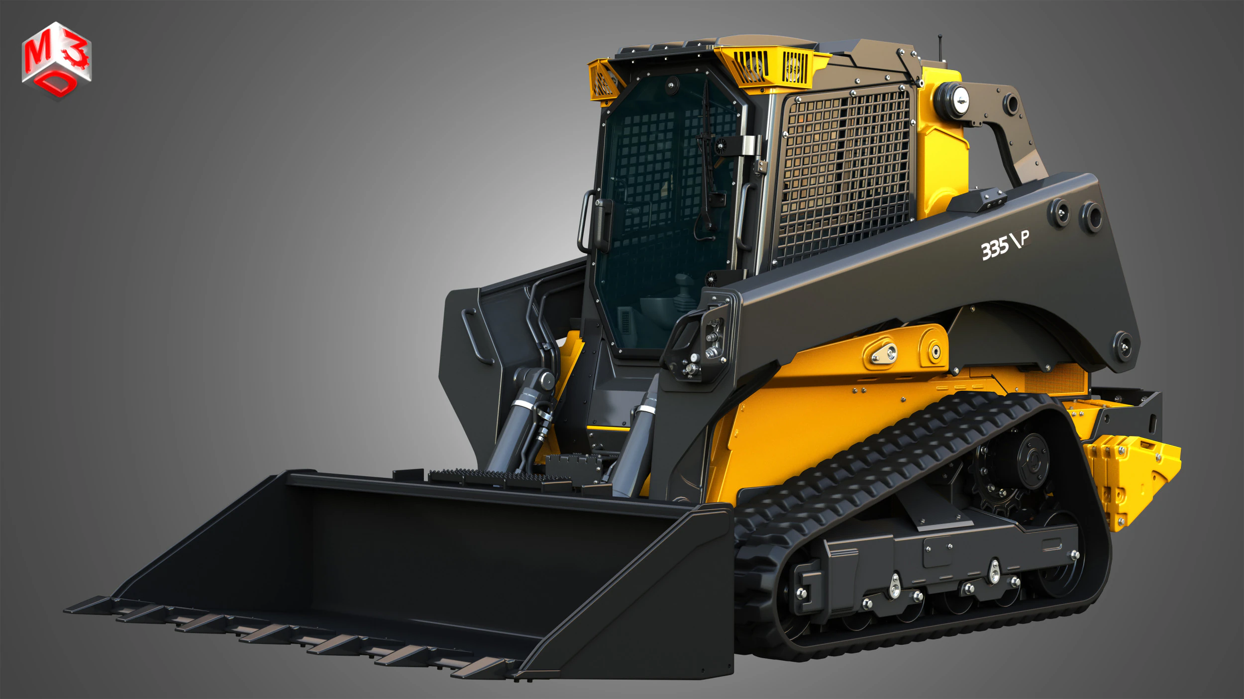 335 P-Tier Compact Track Loader with Forestry Package - Bucket 3D Model .c4d .max .obj .3ds .fbx .stl .blend