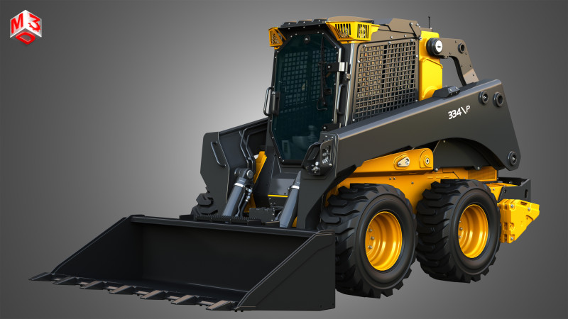 334 P-Tier Skid Steer Loader with Forestry Package - Bucket Modelo 3D .c4d .max .obj .3ds .fbx .stl .blend 
