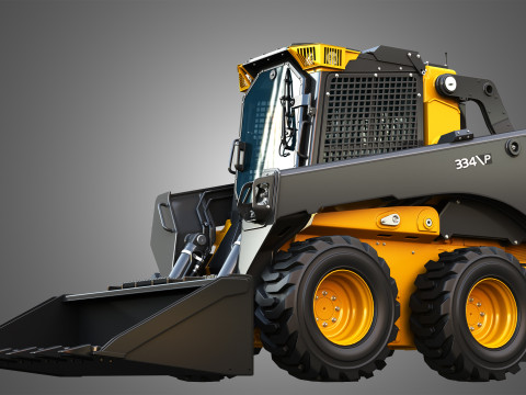 334 P-Tier Skid Steer Loader with Forestry Package - Bucket Modelo 3D
