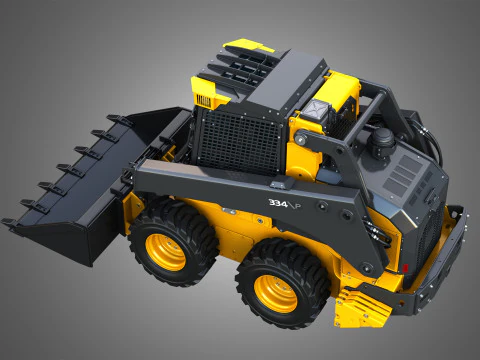 Minicarregadeira 334 P-Tier com pacote florestal - ca&ccedil;amba Modelo 3D