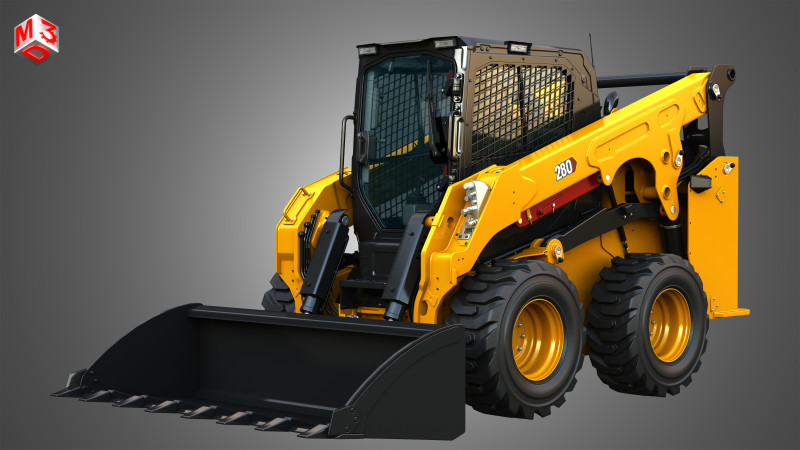 280 Skid Steer Loader - Bucket Model 3D .c4d .max .obj .3ds .fbx .stl .blend 