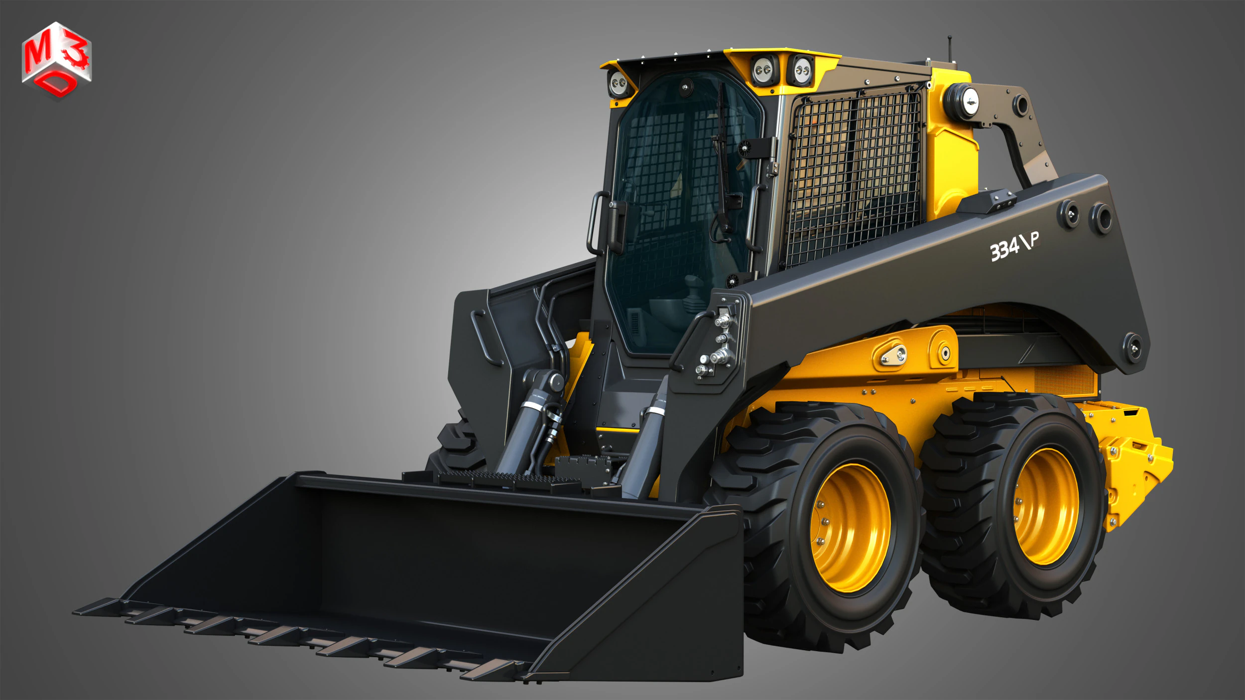 334 P-Tier Skid Steer Loader - Bucket 3D Model .c4d .max .obj .3ds .fbx .stl .blend 