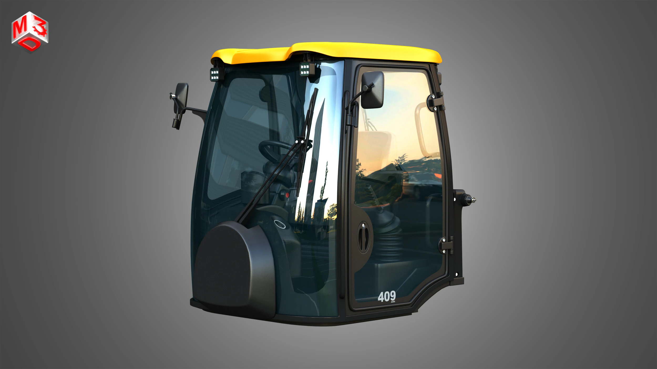 409 AGRI Wheel Loader Cabin 3D Model .c4d .max .obj .3ds .fbx .stl .blend 