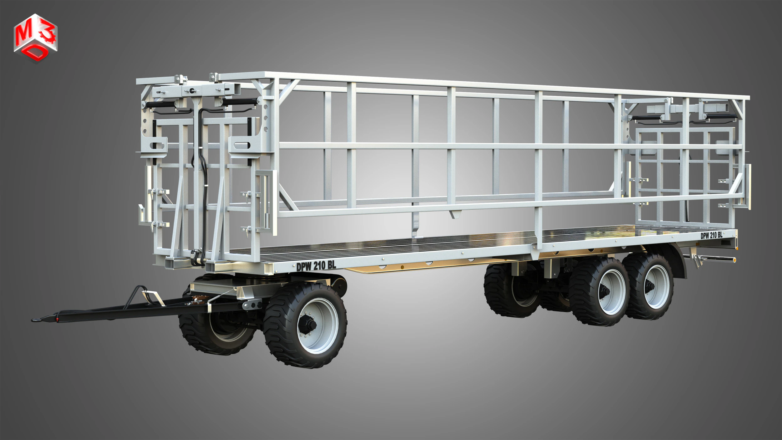 Fliegl DPW 210 Trailer 3D Model .c4d .max .obj .3ds .fbx .stl .blend 