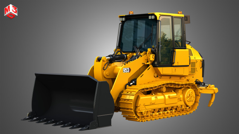 953 Track Loader - Bucket 3D Modell .c4d .max .obj .3ds .fbx .stl .blend