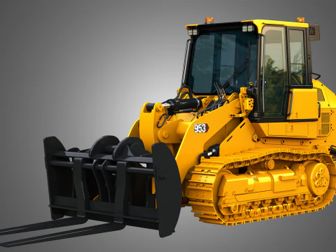 Carregadeira de Esteira 953 - Garfo Modelo 3D