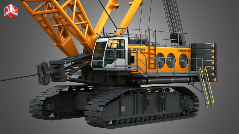 HS 8300 mining dragline 3D Model .c4d .max .obj .3ds .fbx .stl .blend 