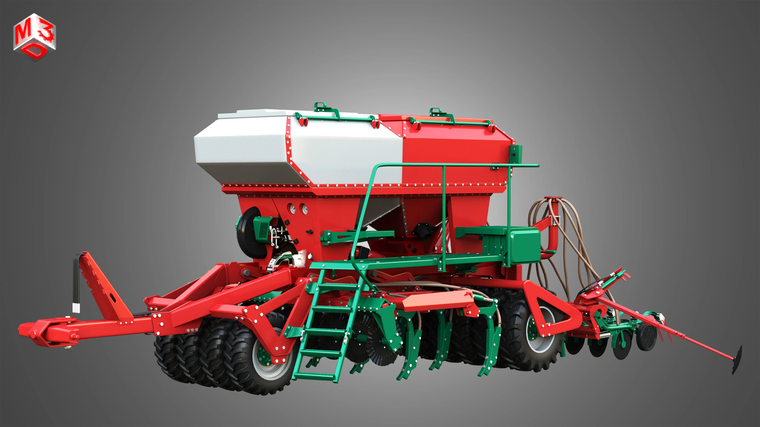 Agro-Masz Salvis 3800 Pneumatic seed drill 3D Model .c4d .max .obj .3ds .fbx .stl .blend