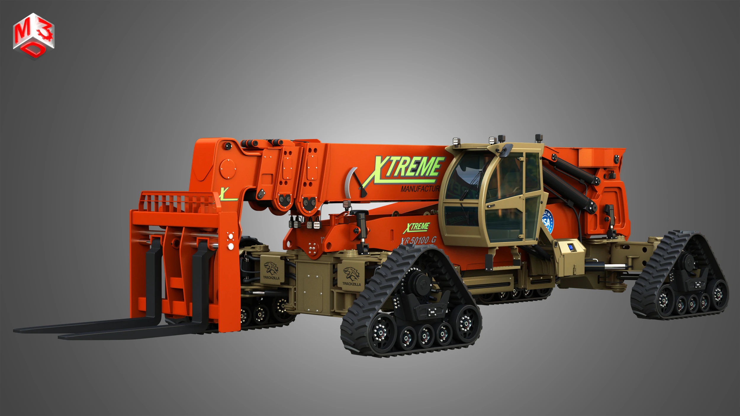 Trackzilla XR50100-G Xtreme Telehandler 3D Model .c4d .max .obj .3ds .fbx .stl .blend 