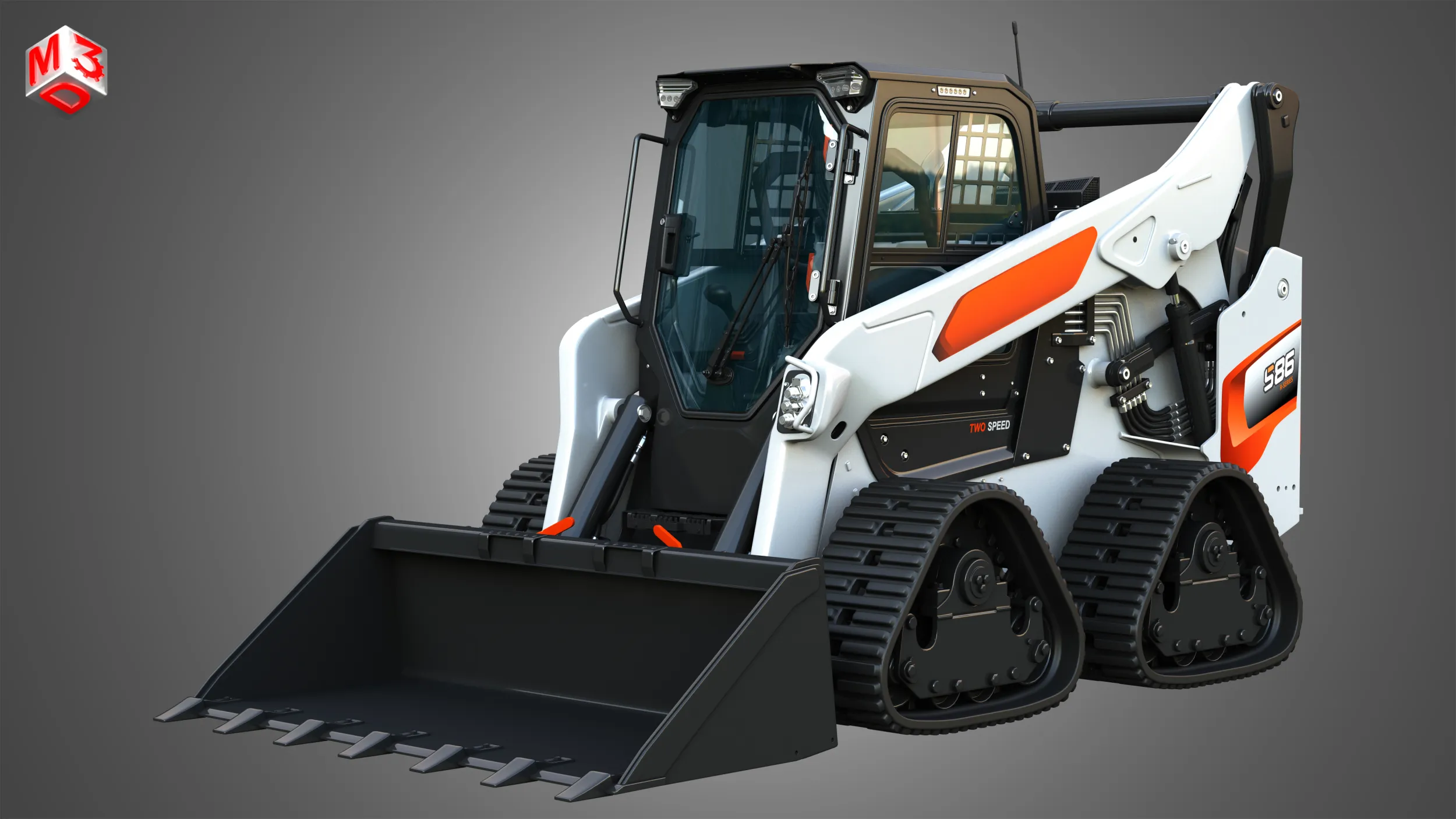 S86 Skid Steer Loader with Quad Track - Bucket 3D Model .c4d .max .obj .3ds .fbx .stl .blend