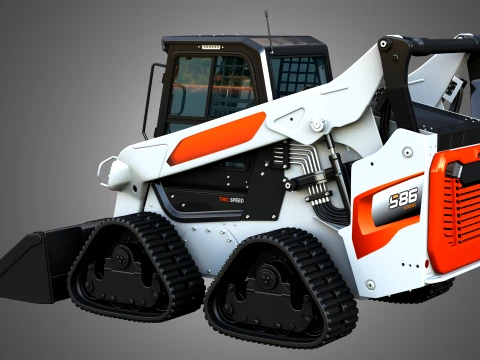 S86 Skid Steer Loader with Quad Track - Bucket 3D Model