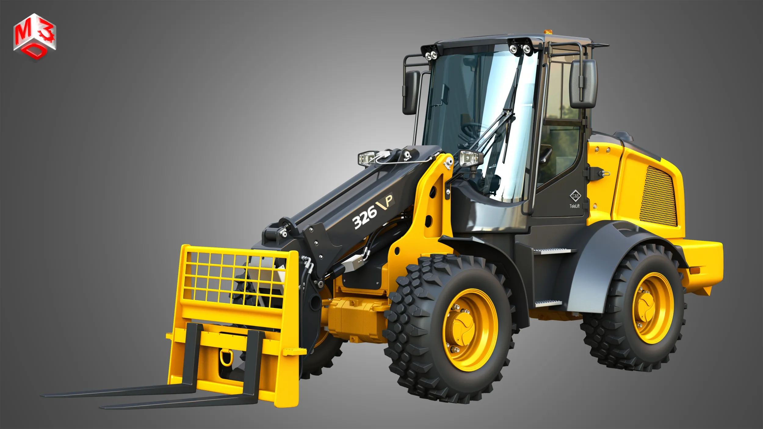 326 P-Tier Compact Wheel Loader - Pallet Fork 3D Model .c4d .max .obj .3ds .fbx .stl .blend 