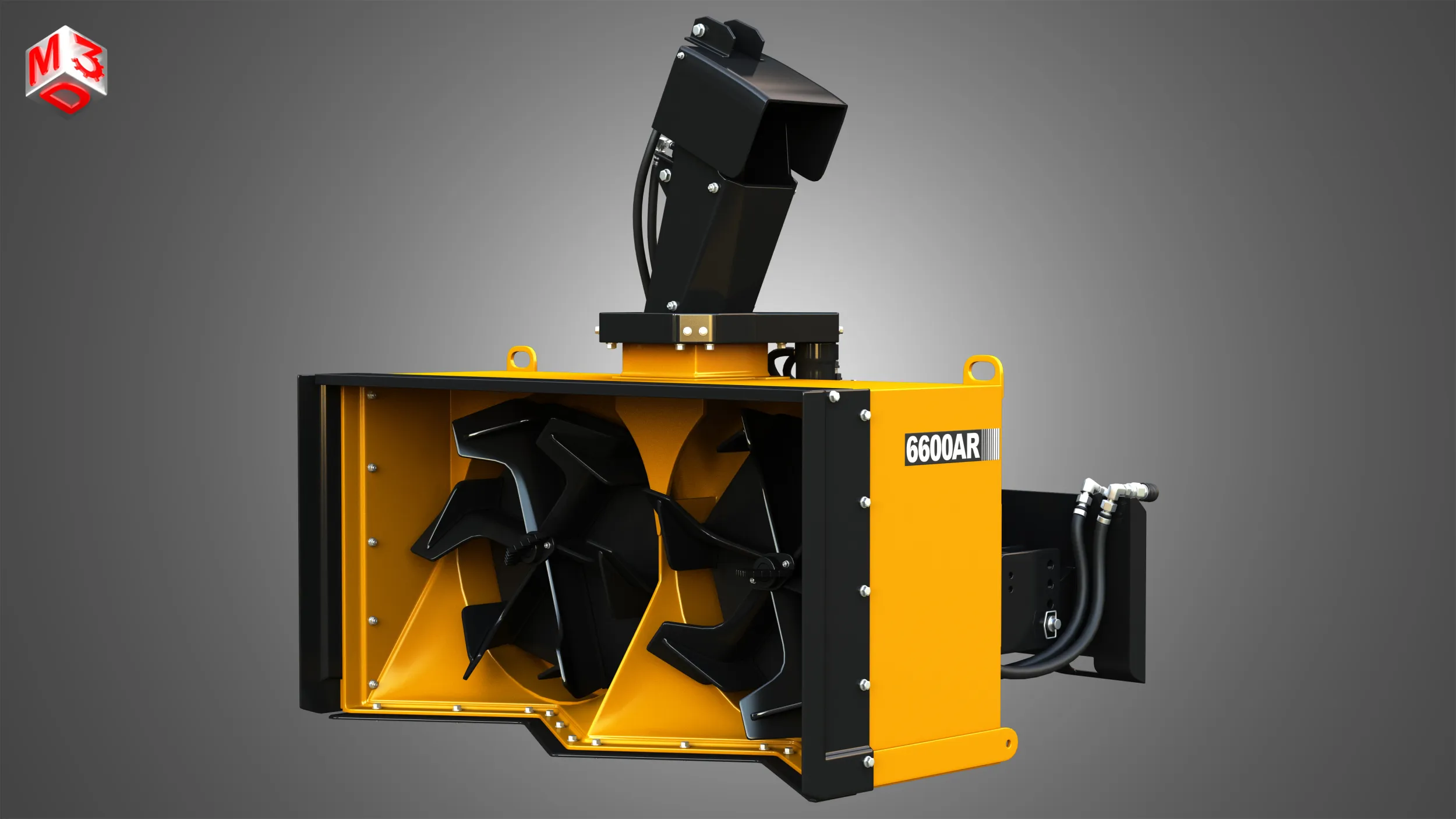 6600AR Snow Blower Compact Track - Skid Steer Loader Attachment 3D Model .c4d .max .obj .3ds .fbx .stl .blend 