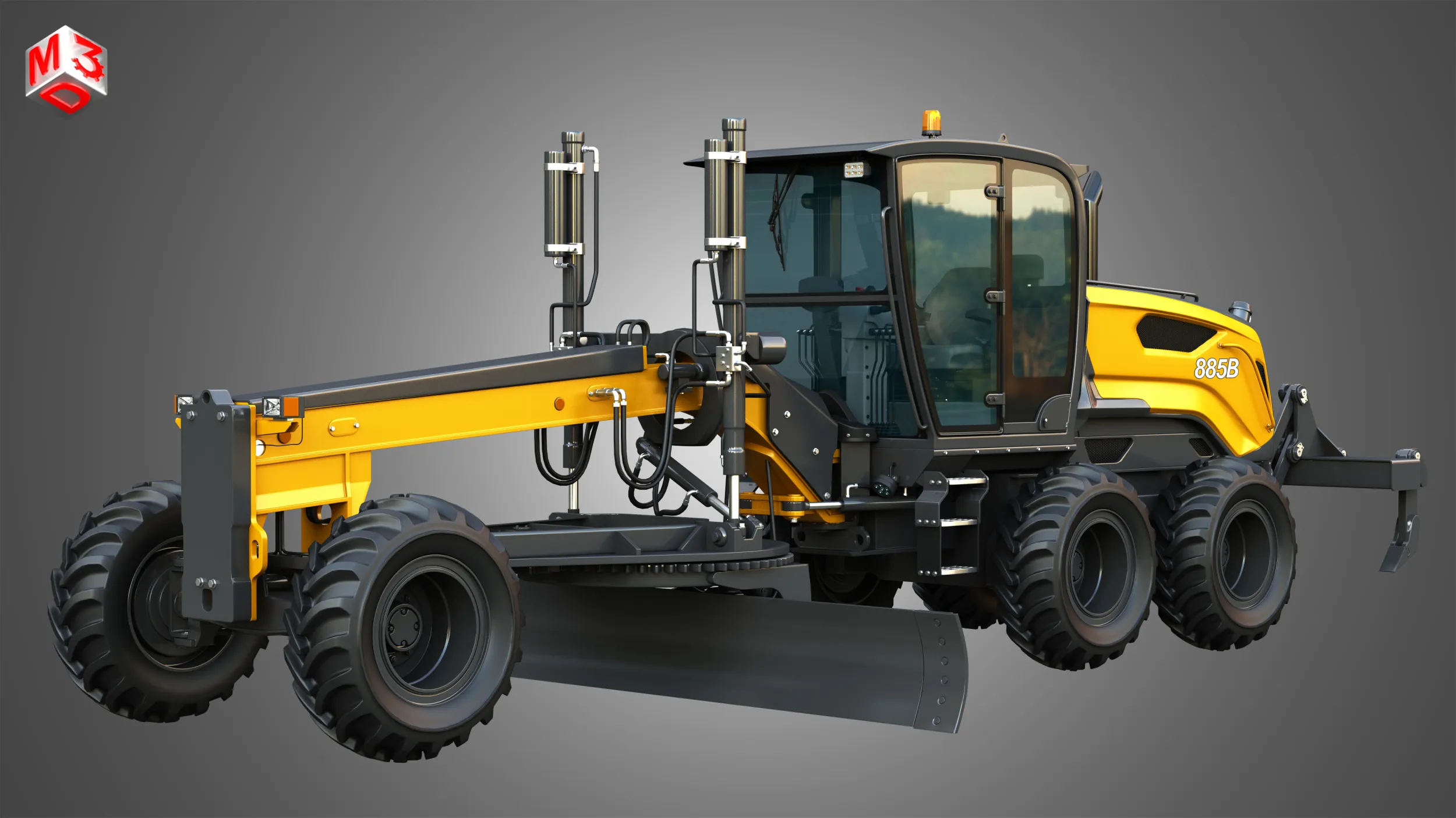 885B Motor Grader Series 2 3D Model .c4d .max .obj .3ds .fbx .stl .blend
