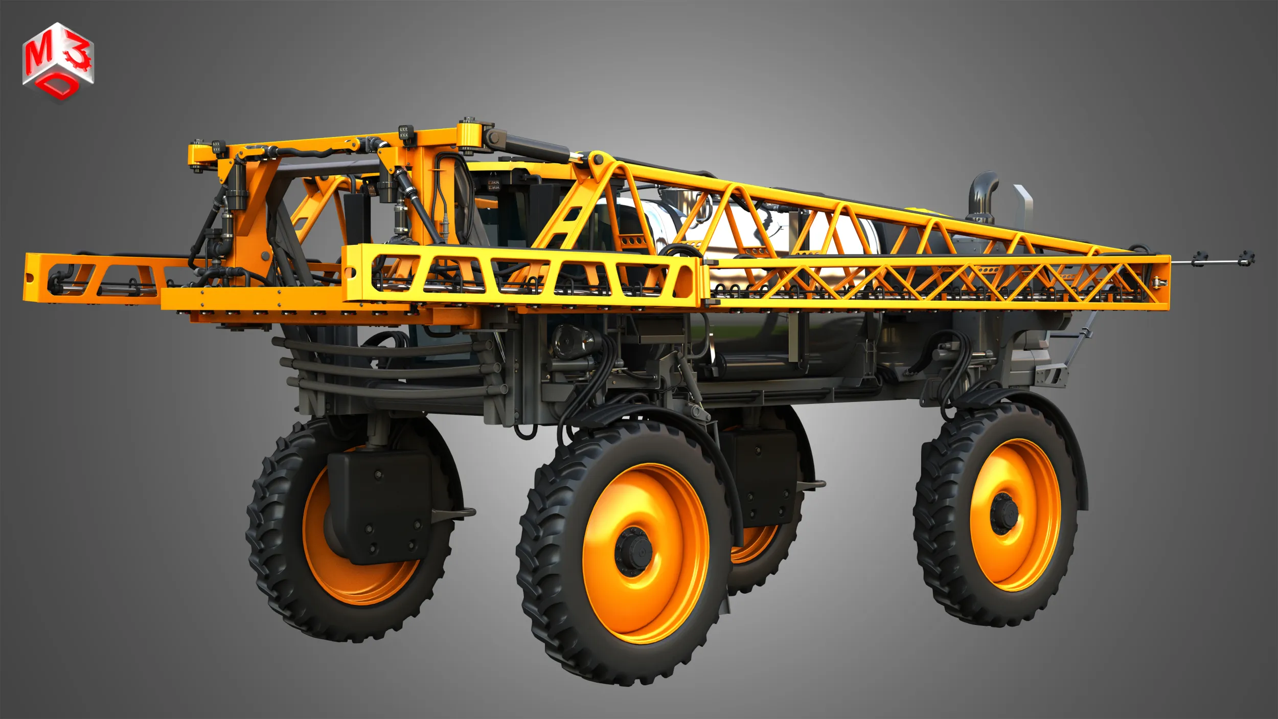 Hagie STS16 Self-Propelled Sprayer - Closed Arms 3D Model .c4d .max .obj .3ds .fbx .stl .blend 