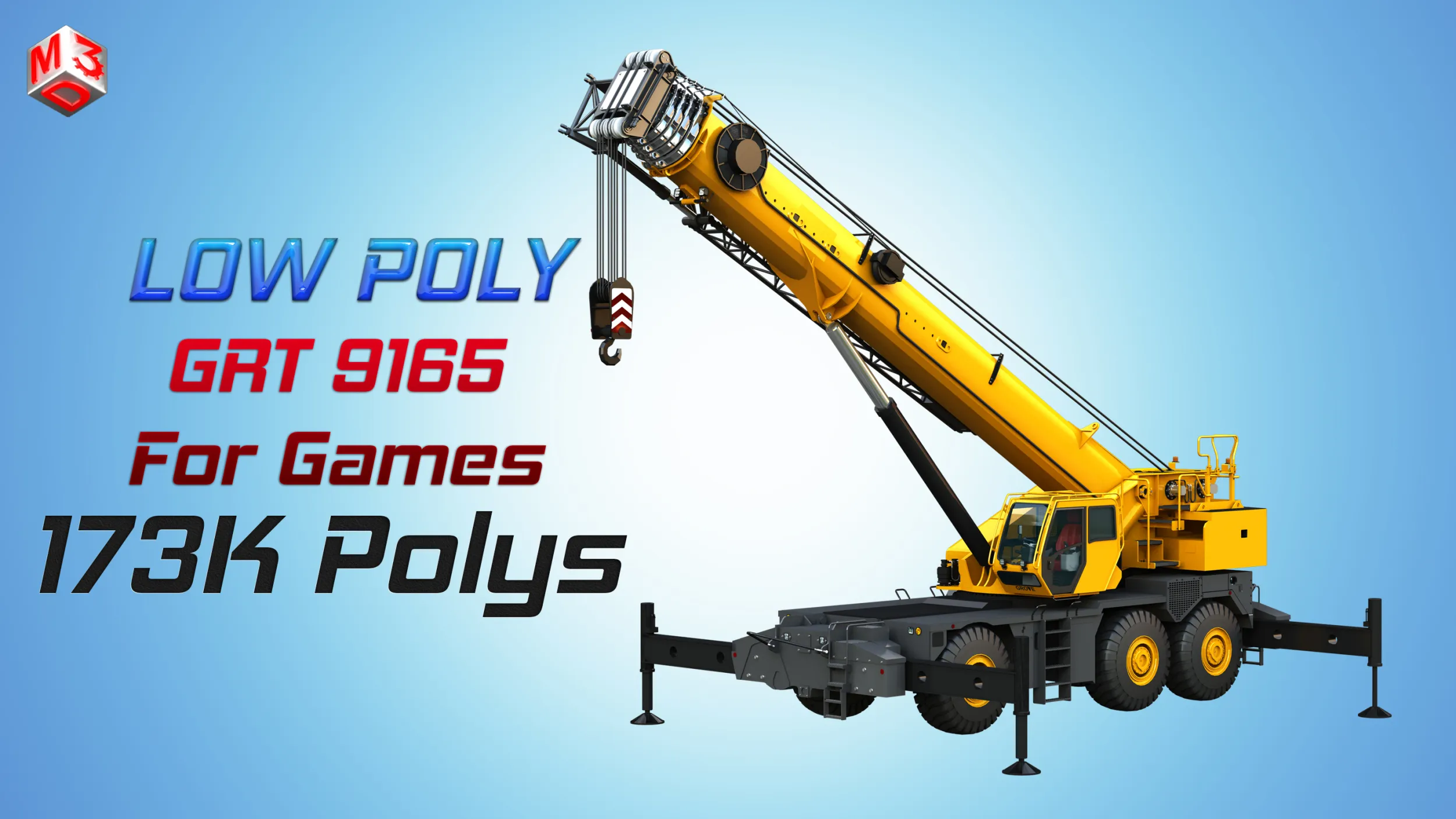 GRT 9165 Mobile Crane - Low Poly Version - 173K Polys 3D Model .c4d .max .obj .3ds .fbx .stl .blend 