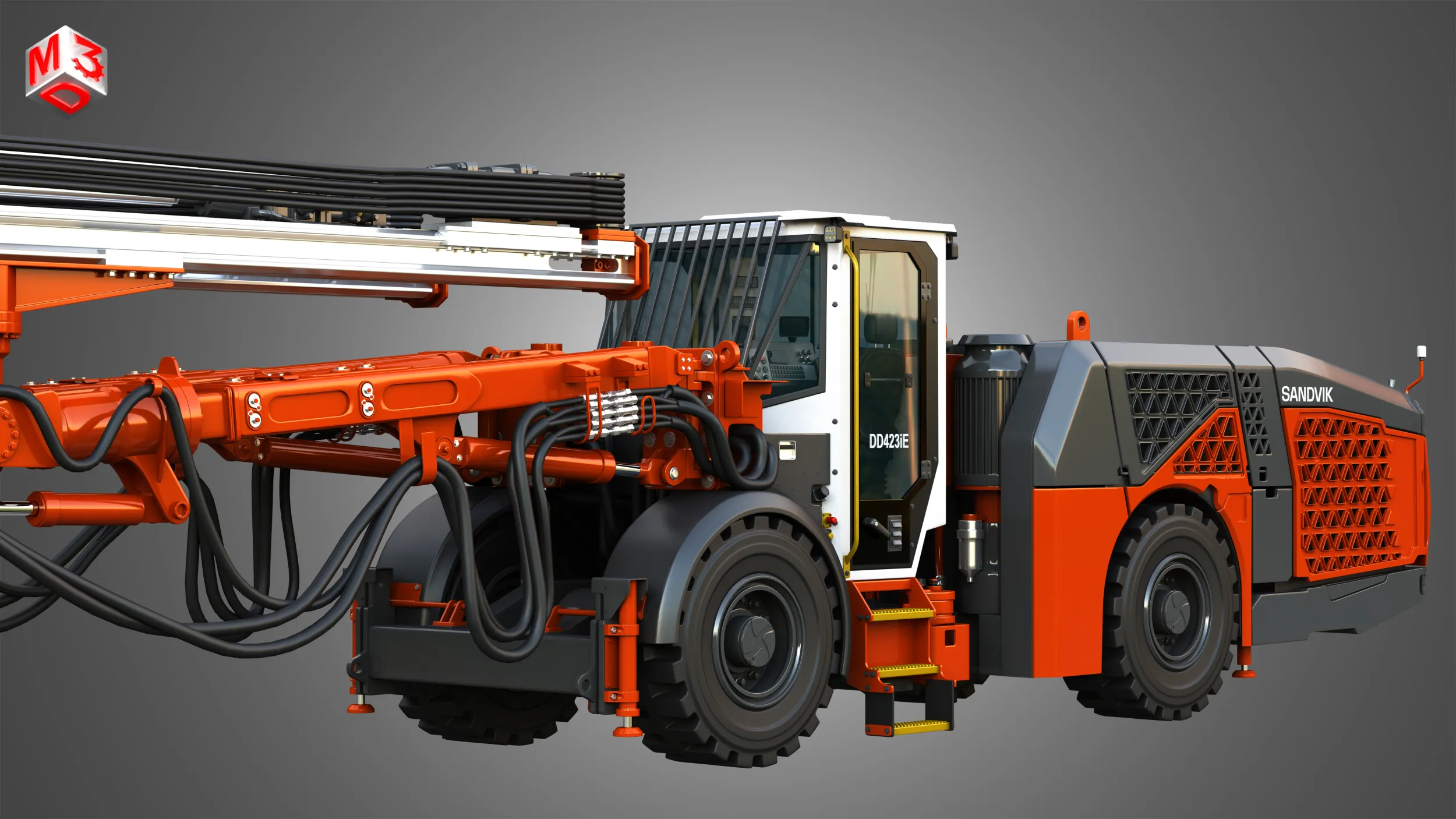 DD423iE Underground Mining Drill Rig 3D Model .c4d .max .obj .3ds .fbx .stl .blend 