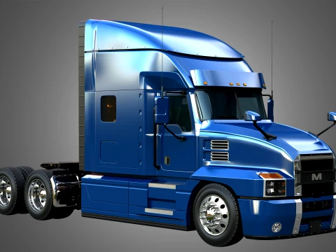 64T Semi Truck - Ultra Cab Sleeper Truck 3D Model