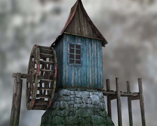 water mill 3D मॉडल .c4d .max .obj .3ds .fbx .stl .blend