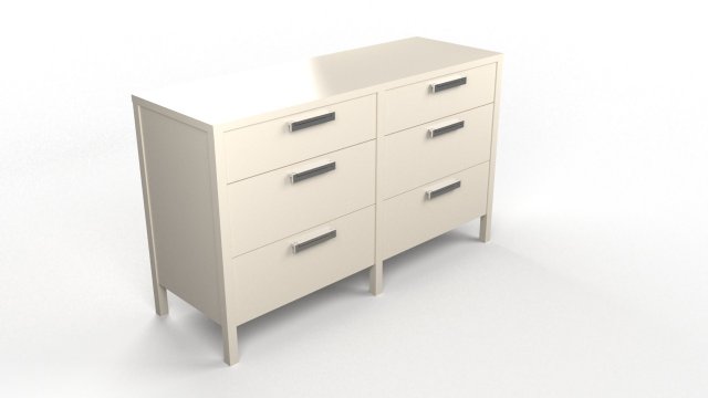 niche 6-drawer dresser - white 3D 모델 .c4d .max .obj .3ds .fbx .stl .blend