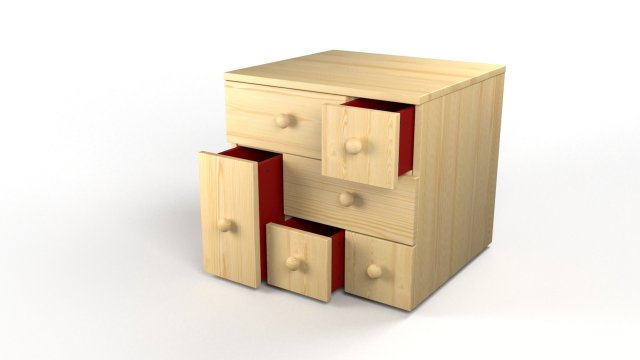 chest of 6 drawers pine Model 3D .c4d .max .obj .3ds .fbx .stl .blend 