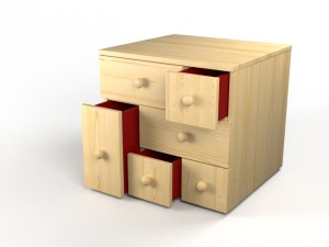 chest of 6 drawers pine 3D Model