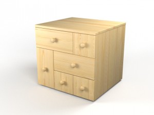 chest of 6 drawers pine Model 3D