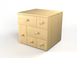 chest of 6 drawers pine 3D Model