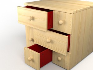 chest of 6 drawers pine Model 3D