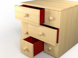 chest of 6 drawers pine 3D Model
