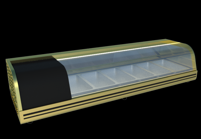 countertop refrigerated display case golden Model 3D .c4d .max .obj .3ds .fbx .stl .blend 
