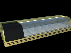 countertop refrigerated display case golden 3D Model