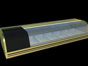 vitrine refrigerada de bancada dourada Modelo 3D