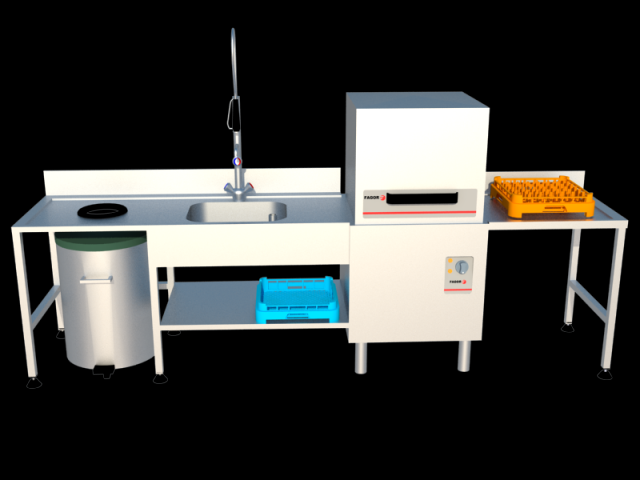 laundry area with dishwasher fagor fi 80 3D Model .c4d .max .obj .3ds .fbx .stl .blend 