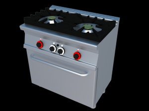 gas cooker 2 fires with oven 3D 模型