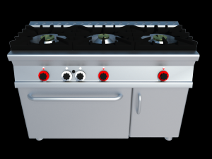 gas cooker 3 fires with oven industrial Model 3D