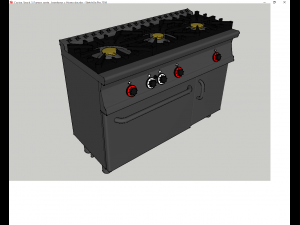 gas cooker 3 fires with oven industrial Model 3D