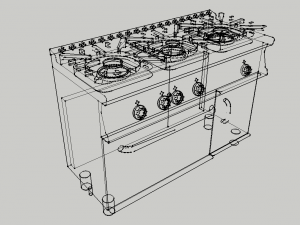 gas cooker 3 fires with oven industrial Model 3D