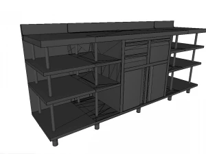 back bar coffee unit 250cm 3D Model
