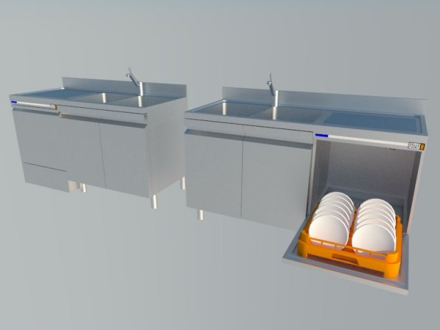 2 industrial sink double 3D मॉडल .c4d .max .obj .3ds .fbx .stl .blend 